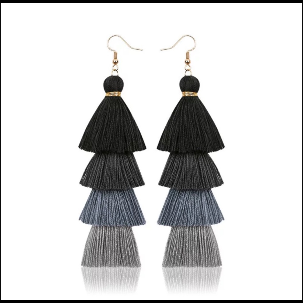 3/$12 Multi Colored Tiered Cloth Earrings